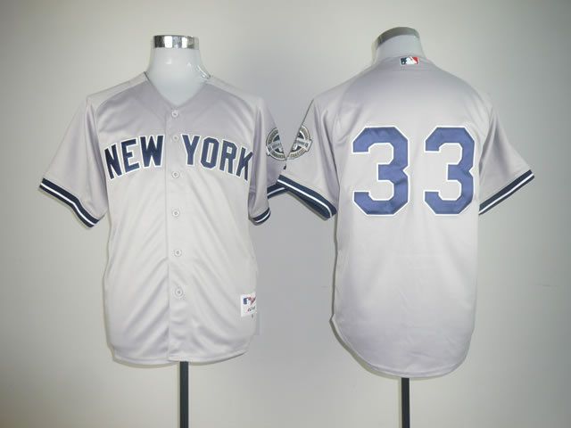 Men New York Yankees 33 No name Grey Throwback MLB Jerseys